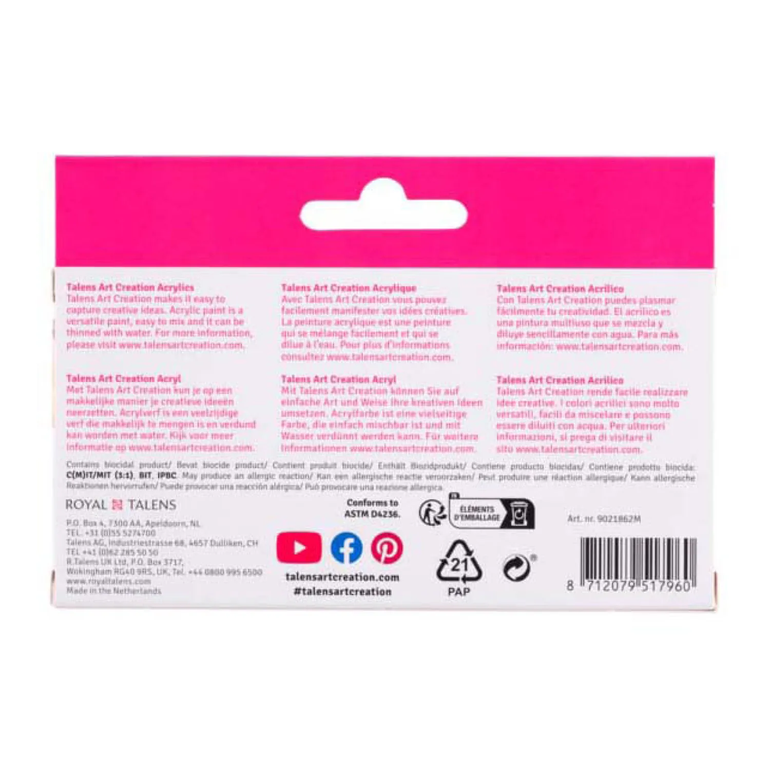 Art Creation Acrylverf Set Pastel, 6x12ml-Talens Best