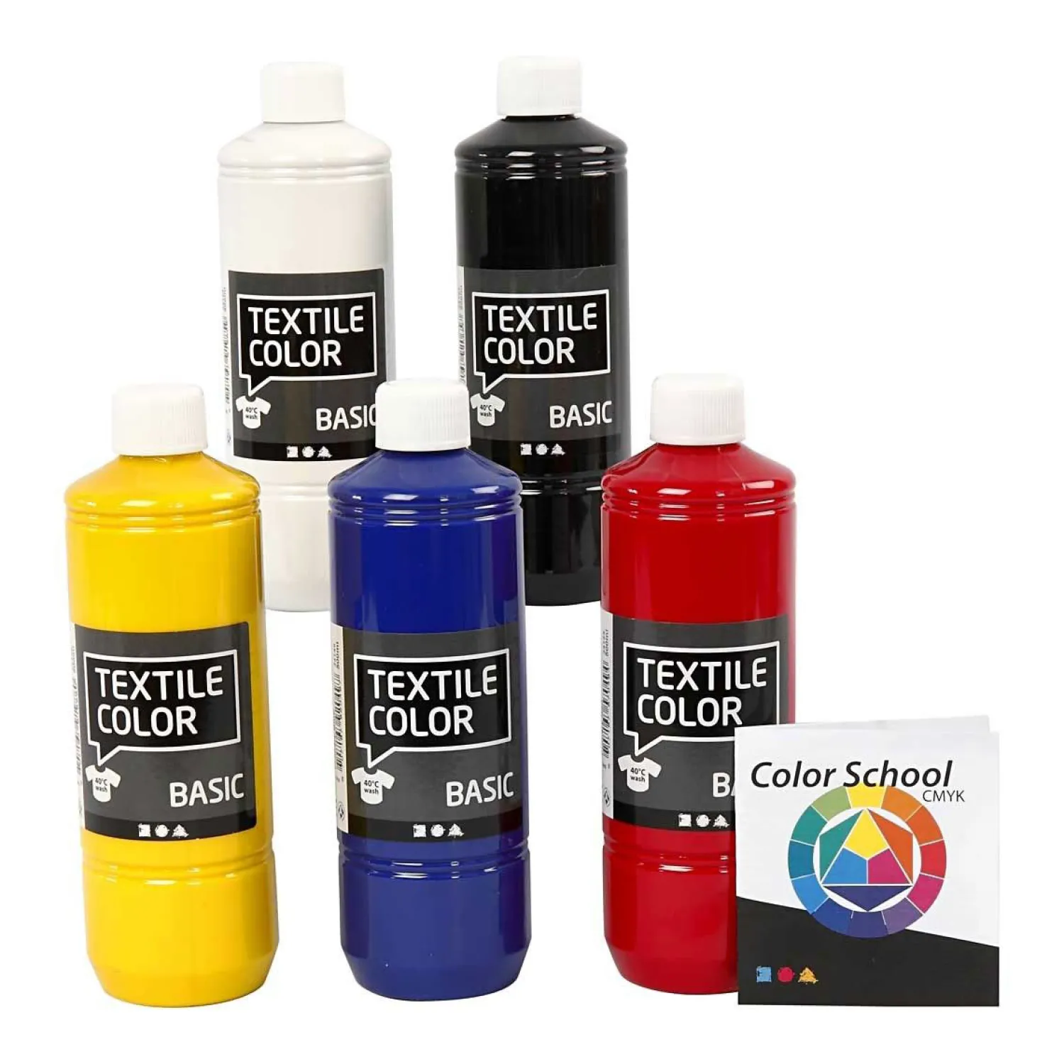Textielverf - Primaire kleuren, 5x500ml-Creativ Company Sale