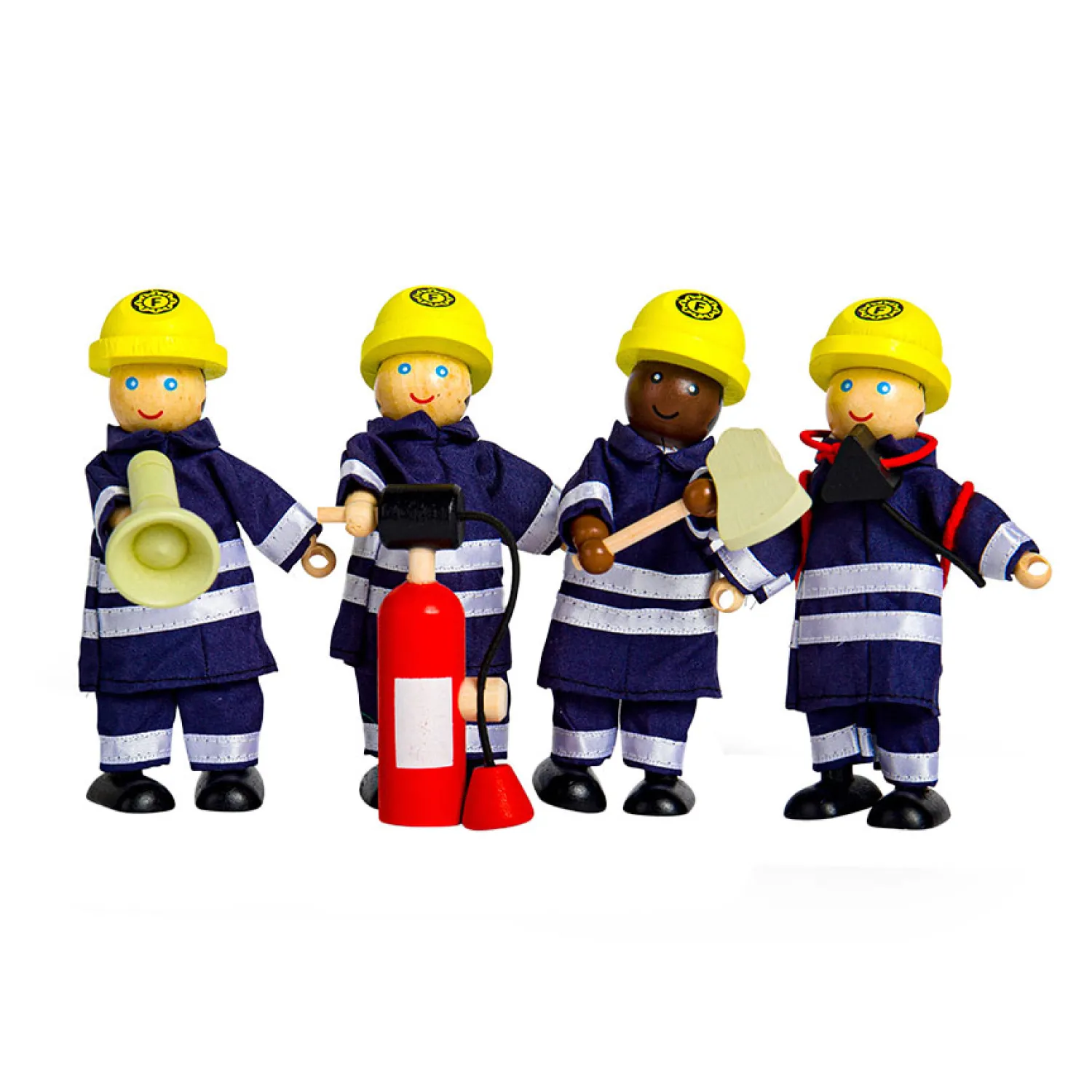 Houten Poppenhuis Poppen Brandweermannen, 4st.-Tidlo New