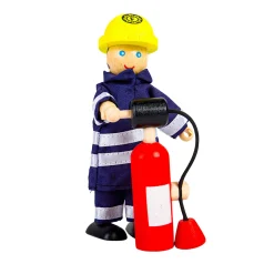 Houten Poppenhuis Poppen Brandweermannen, 4st.-Tidlo New
