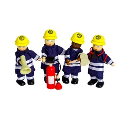 Houten Poppenhuis Poppen Brandweermannen, 4st.-Tidlo New