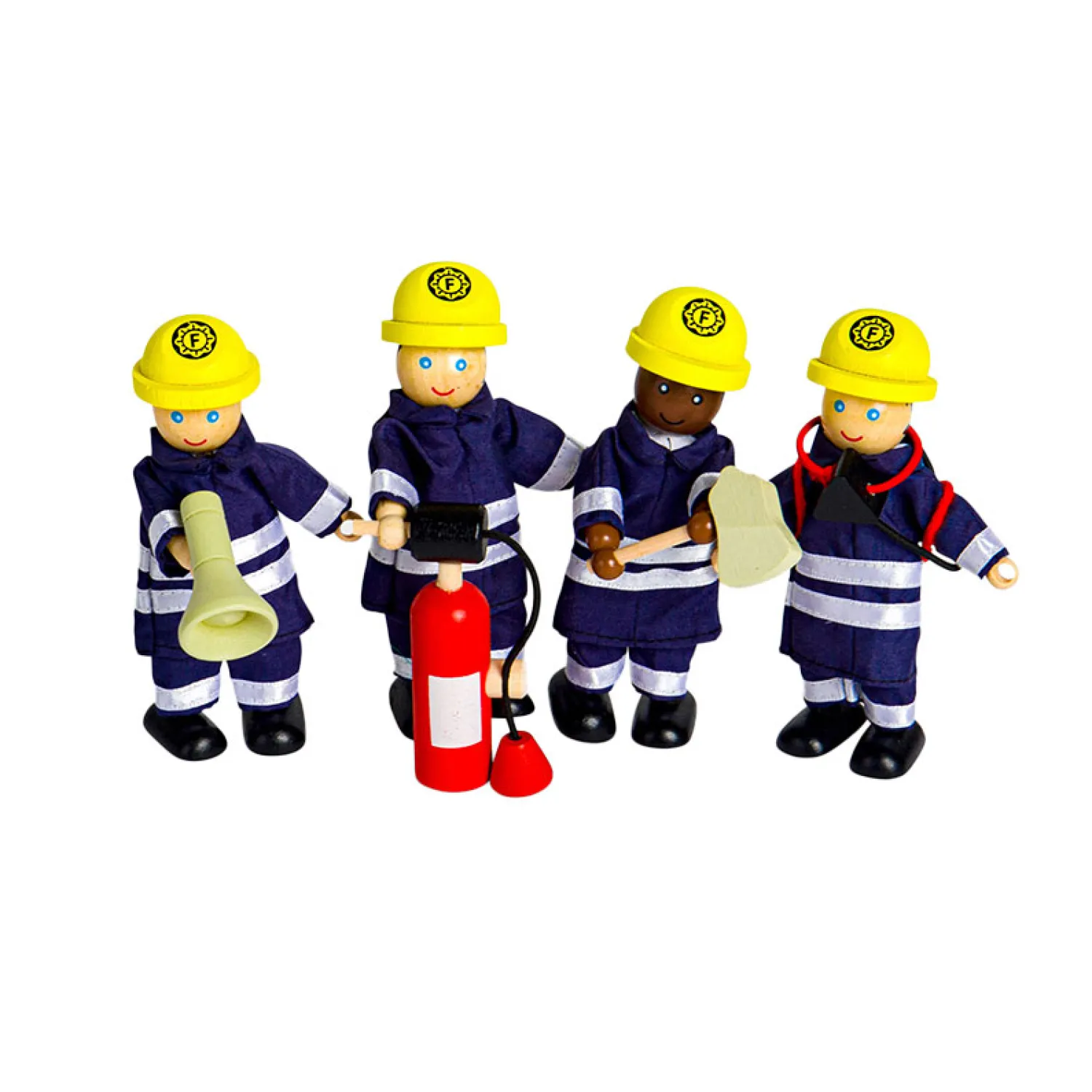 Houten Poppenhuis Poppen Brandweermannen, 4st.-Tidlo New