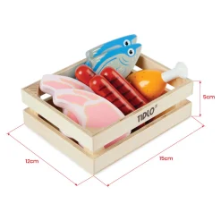 Houten Speeleten Vlees en Vis in Kist, 8dlg.><noscript><img width=