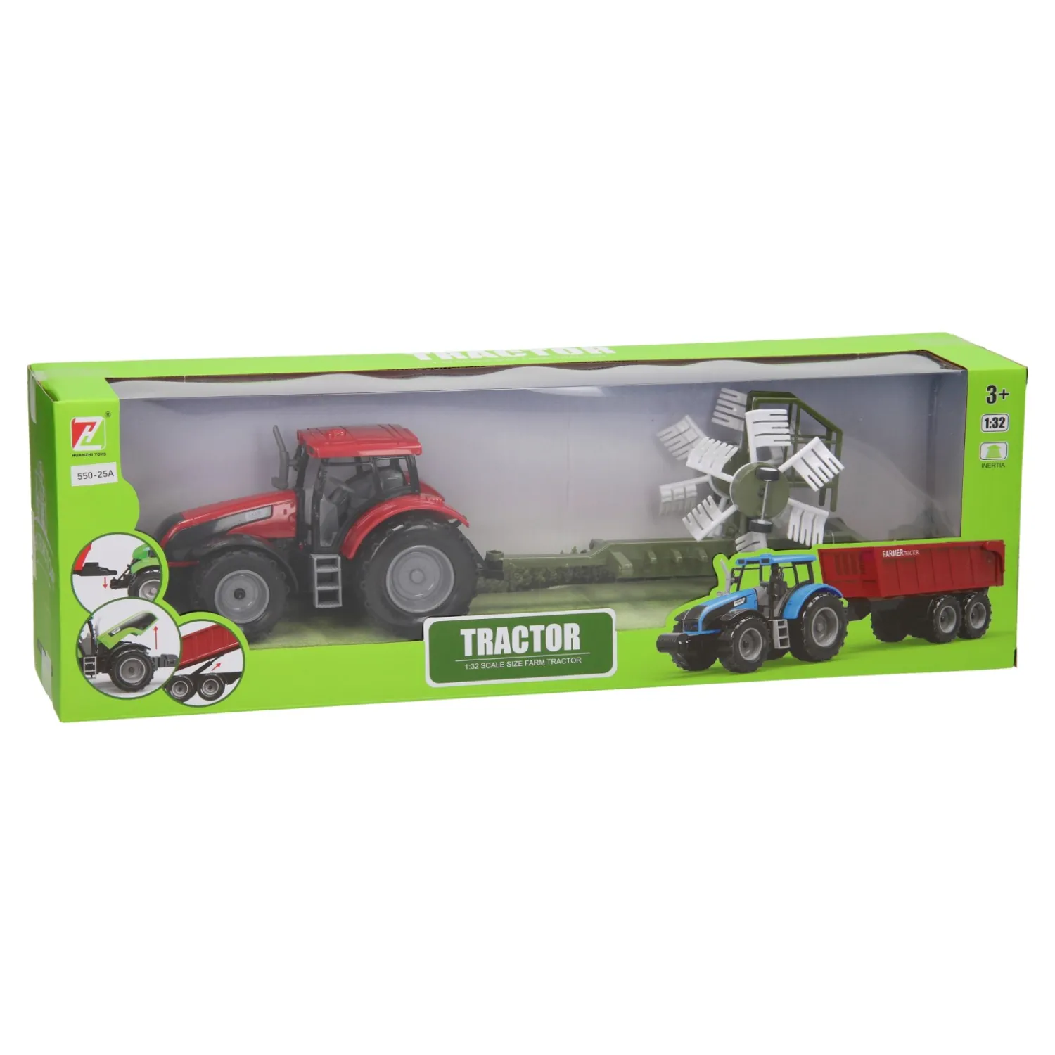 Tractor met Hooischudder 1:32 Best