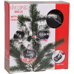 Transparante Kerstballen met Krijtlabels, 4st. Discount
