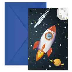 Globos Uitnodigingen en Enveloppen FSC Raket Ruimte, 6st. Sale