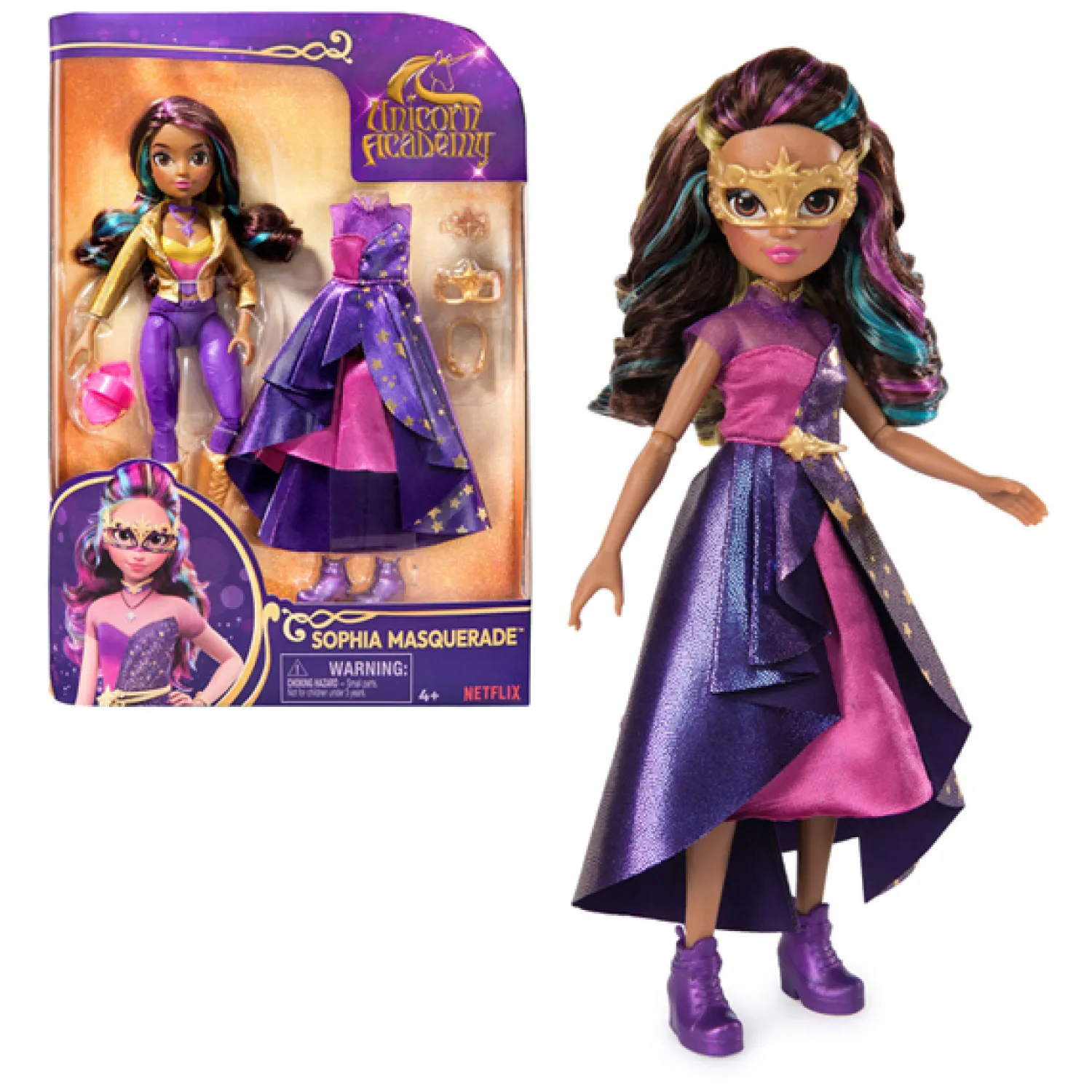 Unicorn Academy - Pop Deluxe Sophia Gemaskerd Bal, 24cm-Spin Master New