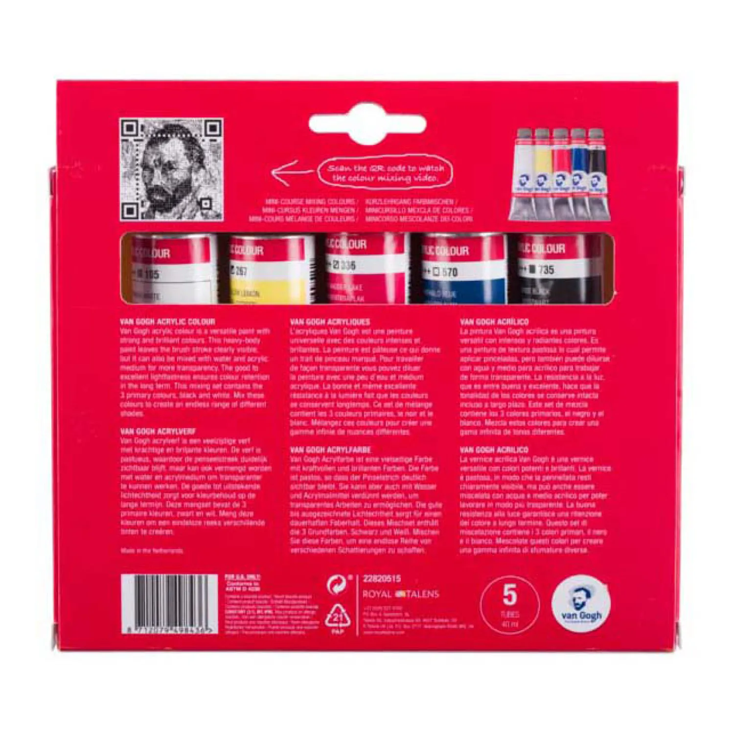 Bruynzeel Van Gogh Acrylverf Primaire Mengset, 5x40ml Sale