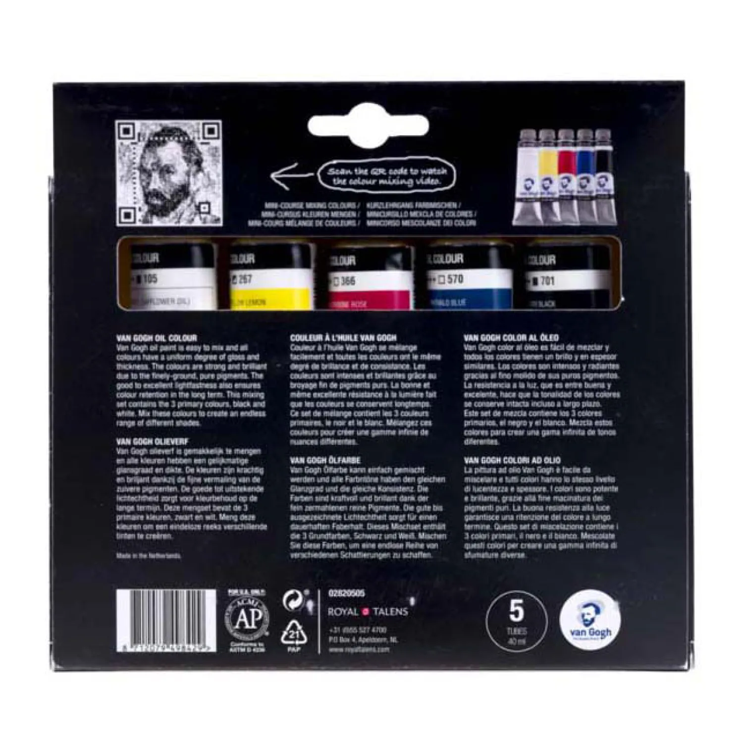 Bruynzeel Van Gogh Olieverf Primaire Mengset, 5x40ml Best