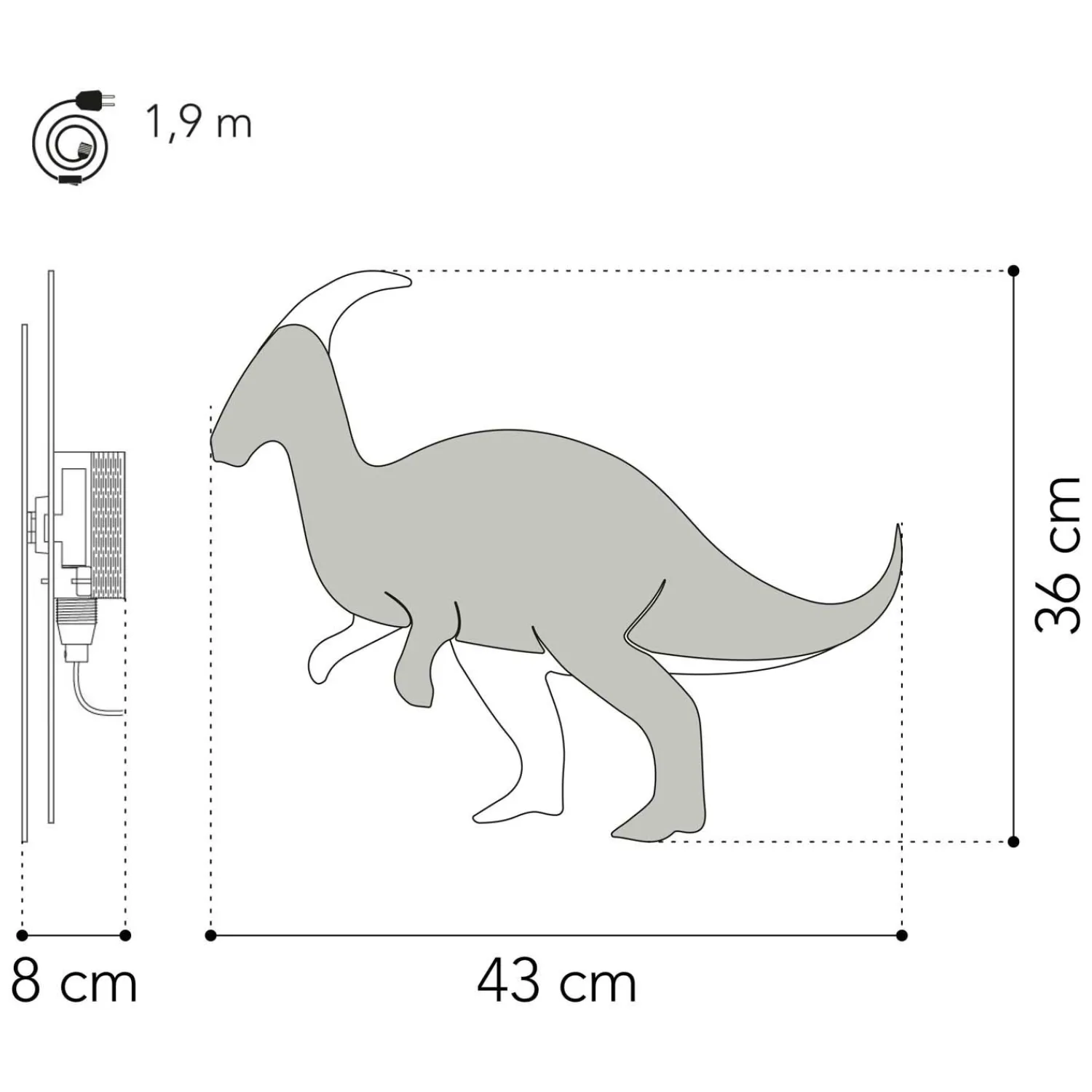 Van Tjalle en Jasper - Dino Wandlamp Parasaurolopus - Hout Hot