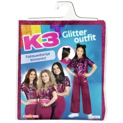 Verkleedpak K3 Roze, 9-11 jaar-Studio 100 New