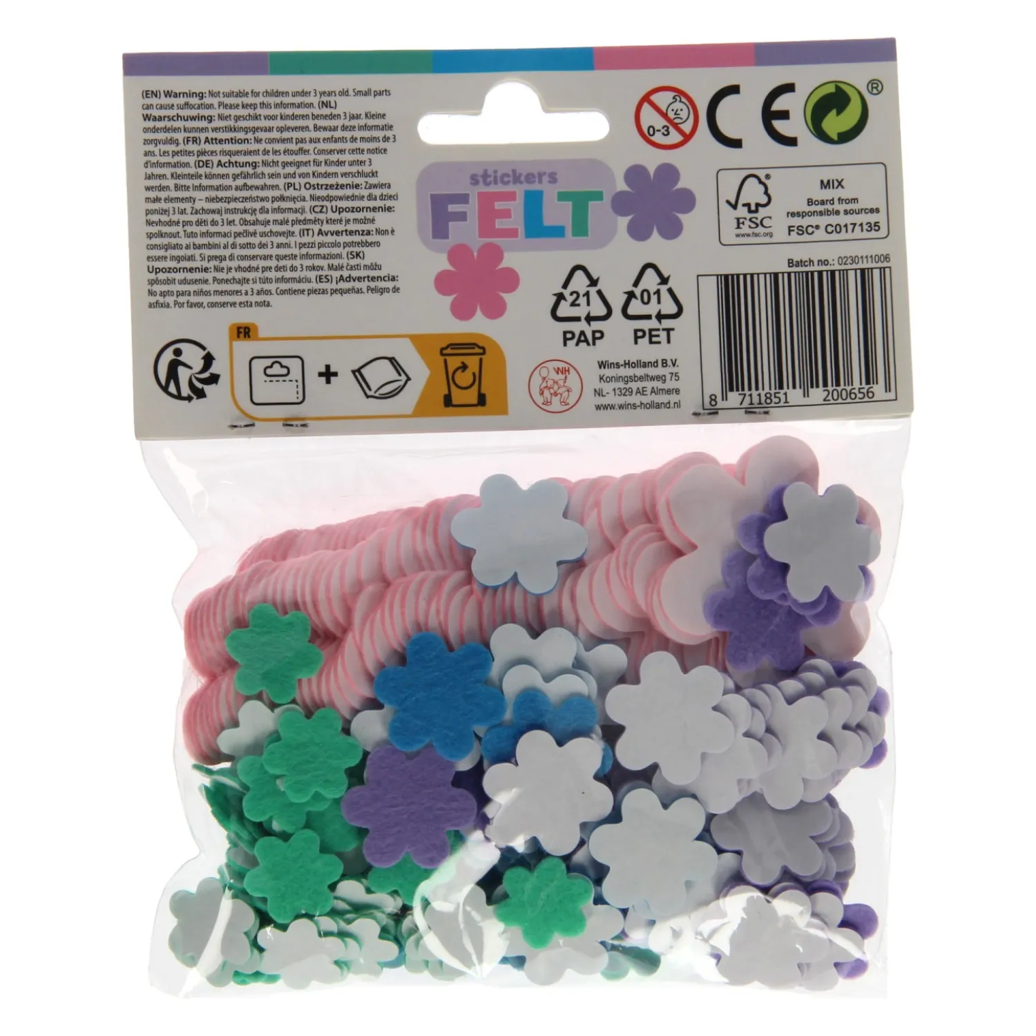 Viltstickers - Bloemen, 200st.-Wins Holland Hot