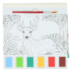 Waterverfkleurblok Volwassenen - Bosdieren - incl Penseel en 6 kleuren waterverf-Wins Holland Hot