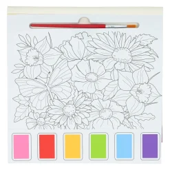 Waterverfkleurblok Volwassenen - Vlinders en Bloemen - incl Penseel en 6 kleuren waterverf>Wins Holland