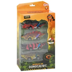 World of Dinosaurs Dino Pullback Auto, 4st.-Toi-Toys Online
