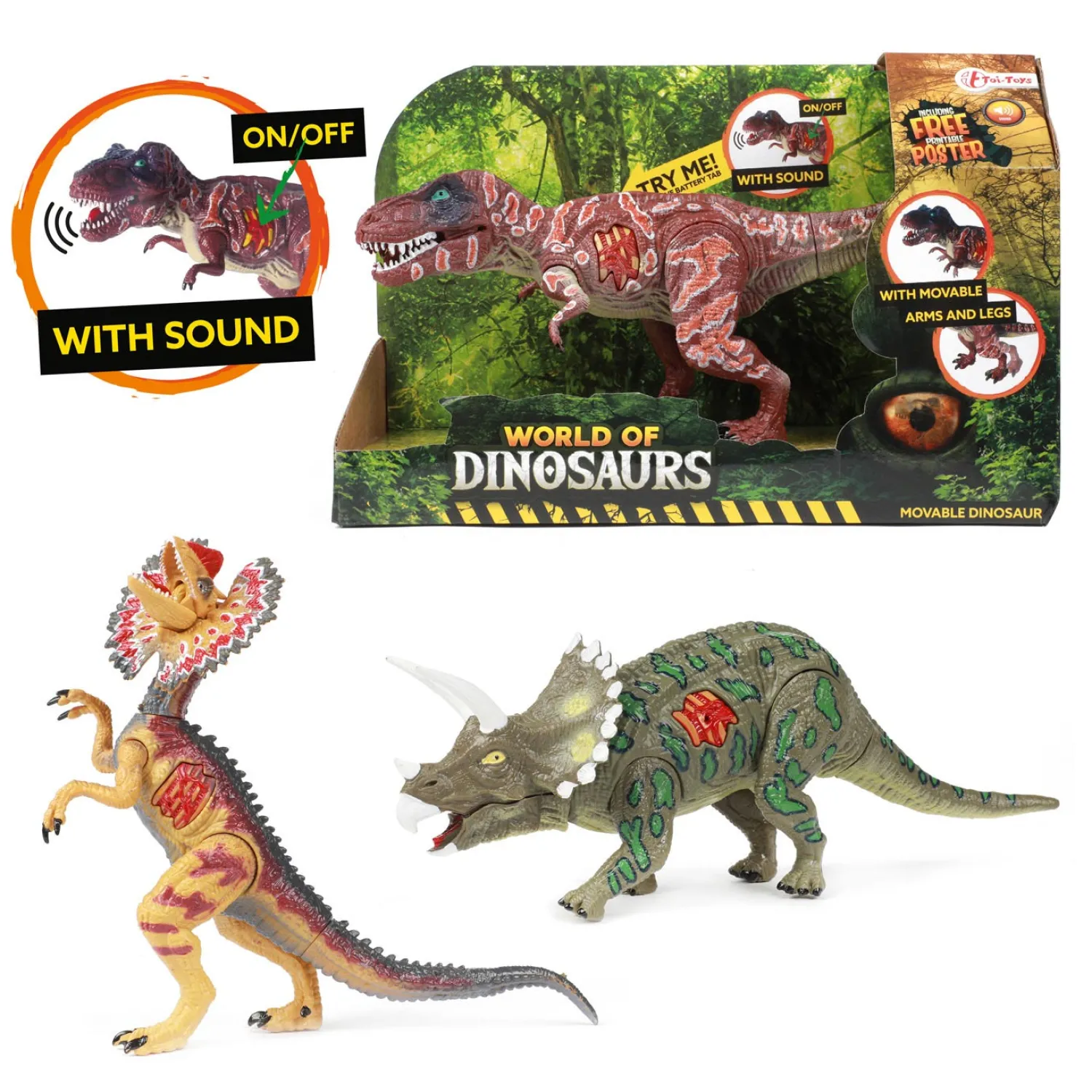 T-Rex, Beweegbare Dino met Geluid-World of Dinosaurs New