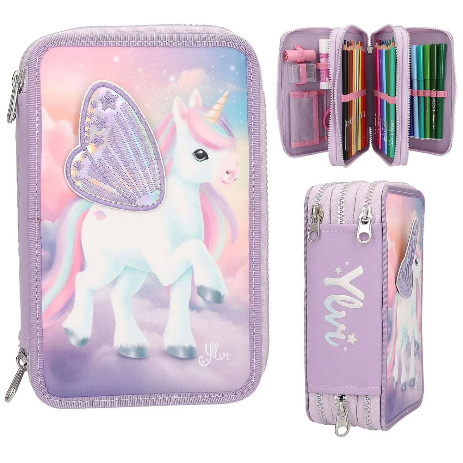 Ylvi 3-vaks Etui met Geborduurde Vleugels-Depesche Online