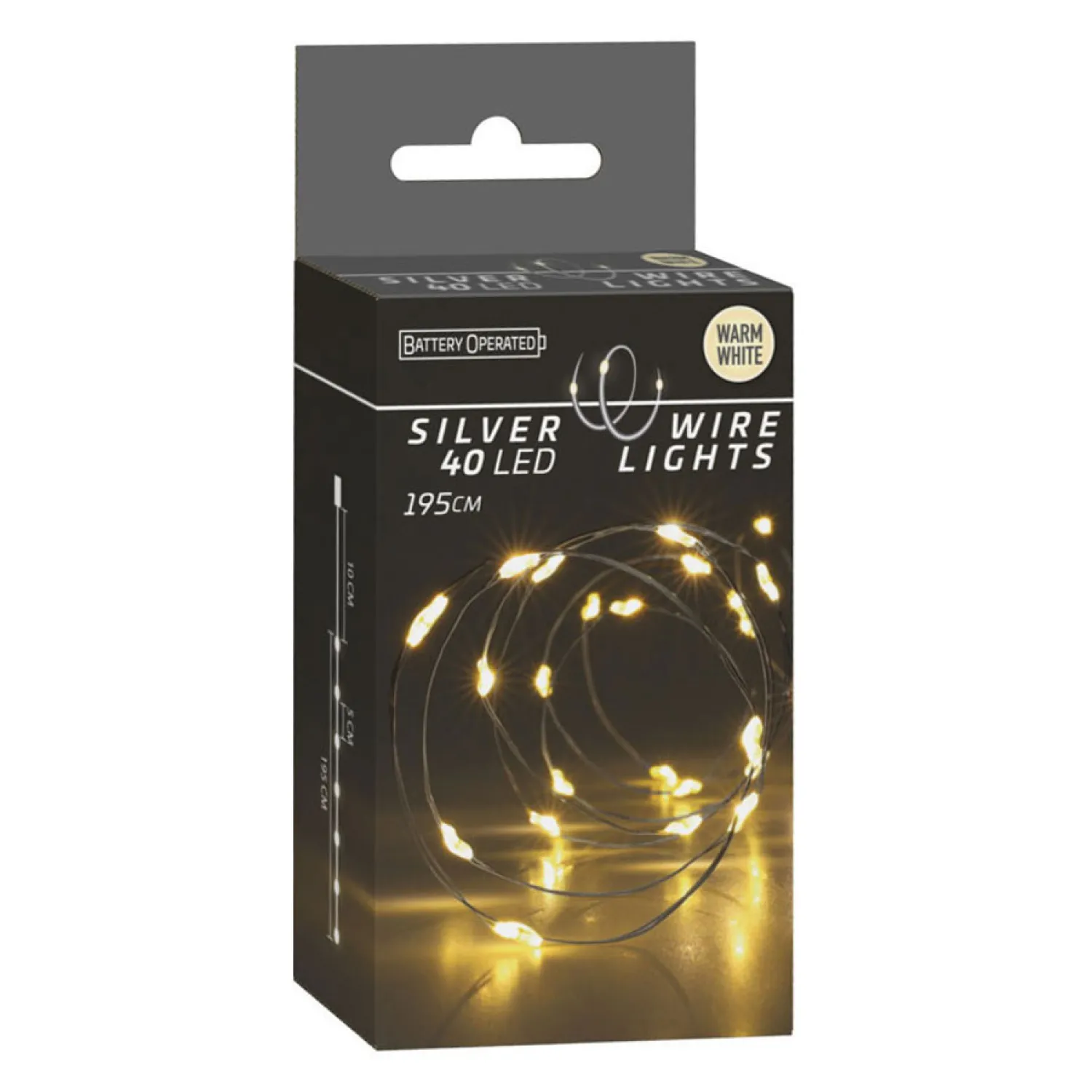 Zilverdraad 40Led Warm White, 195cm- Sale